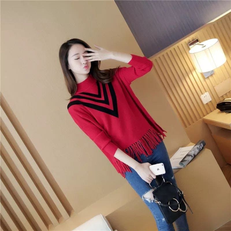 V. Style Women's Bat-Wing Printed Poncho, Casual Long Sleeves Poncho For Women V. Style Women's Bat-Wing Printed Poncho, Casual Long Sleeves Poncho For Women